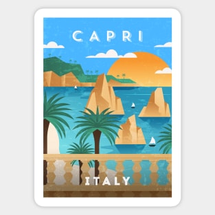 Capri, Italy. Retro travel minimalist poster Sticker